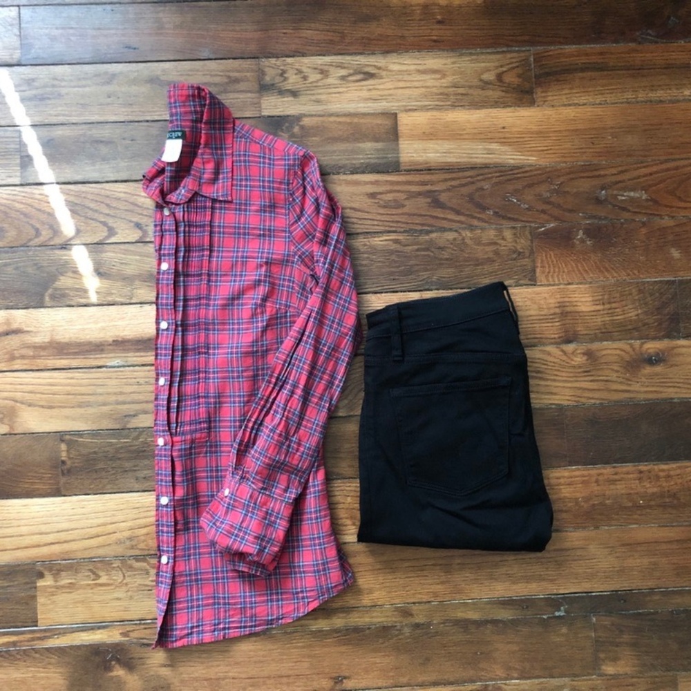 *SALE* J. Crew Red Tartan Tuxedo Button Down Shirt